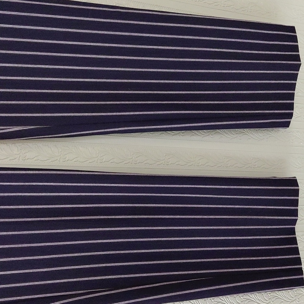 7TH AVE Navy  and White Pinstripe Trousers Pant Straight Business Professional - Picture 2 of 8